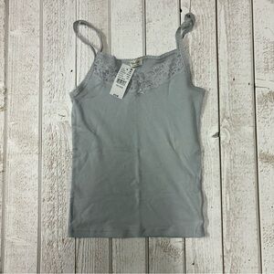 Brandy Melville Lace Trim Gray Tank Top